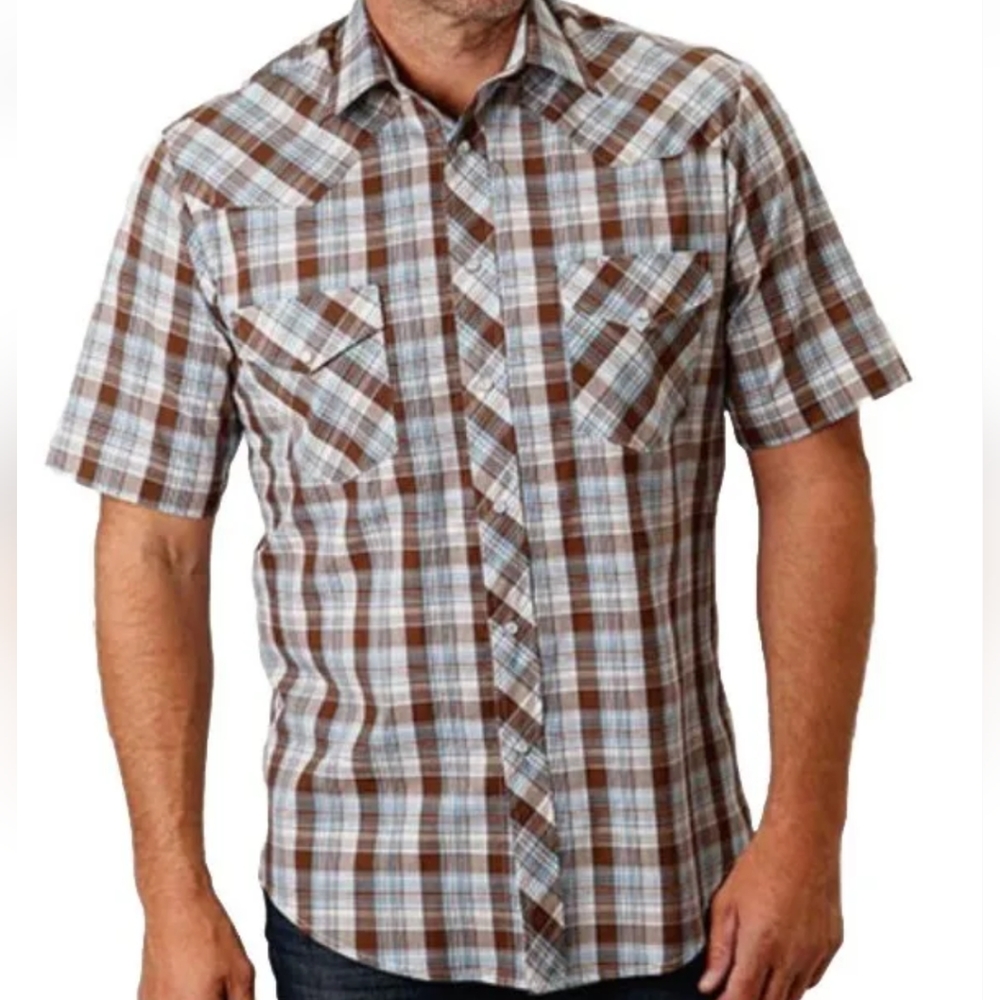 Roper Shirt Western Cowboy Rodeo Biker Hipster Pearl Snap Plaid Men Sz 2XLT New